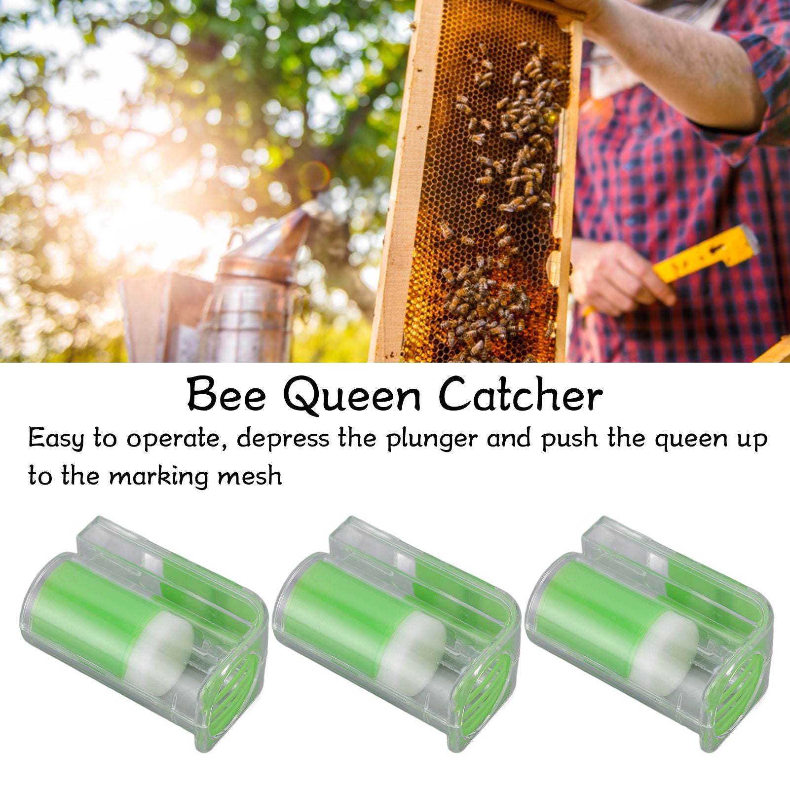 3Pcs Queen Bee Marking Cage Catcher Plastic One Handed Bee Queen Marker Bottle Beekeeping Tools for V1294-YM0523-3111220100813