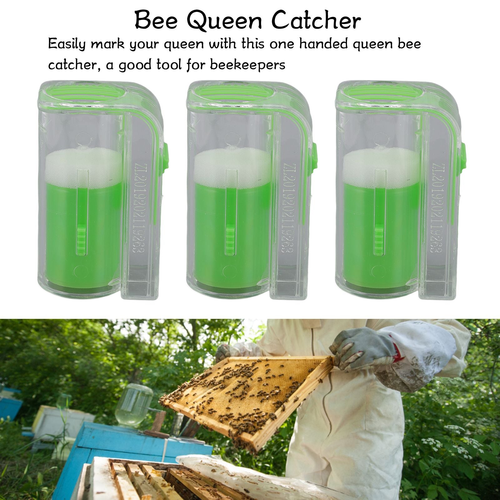 3Pcs Queen Bee Marking Cage Catcher Plastic One Handed Bee Queen Marker Bottle Beekeeping Tools for V1294-YM0523-3111220100813