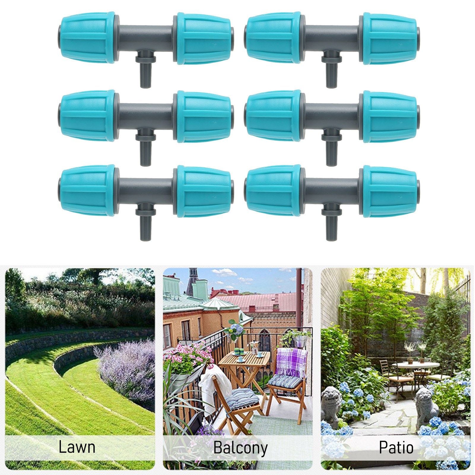 10PCS 16mm to 4/7 Barbed Tee Irrigation Tube Reducing Tee Connector Fitting for Garden Courtyard V1294-YM0523-3111220101711
