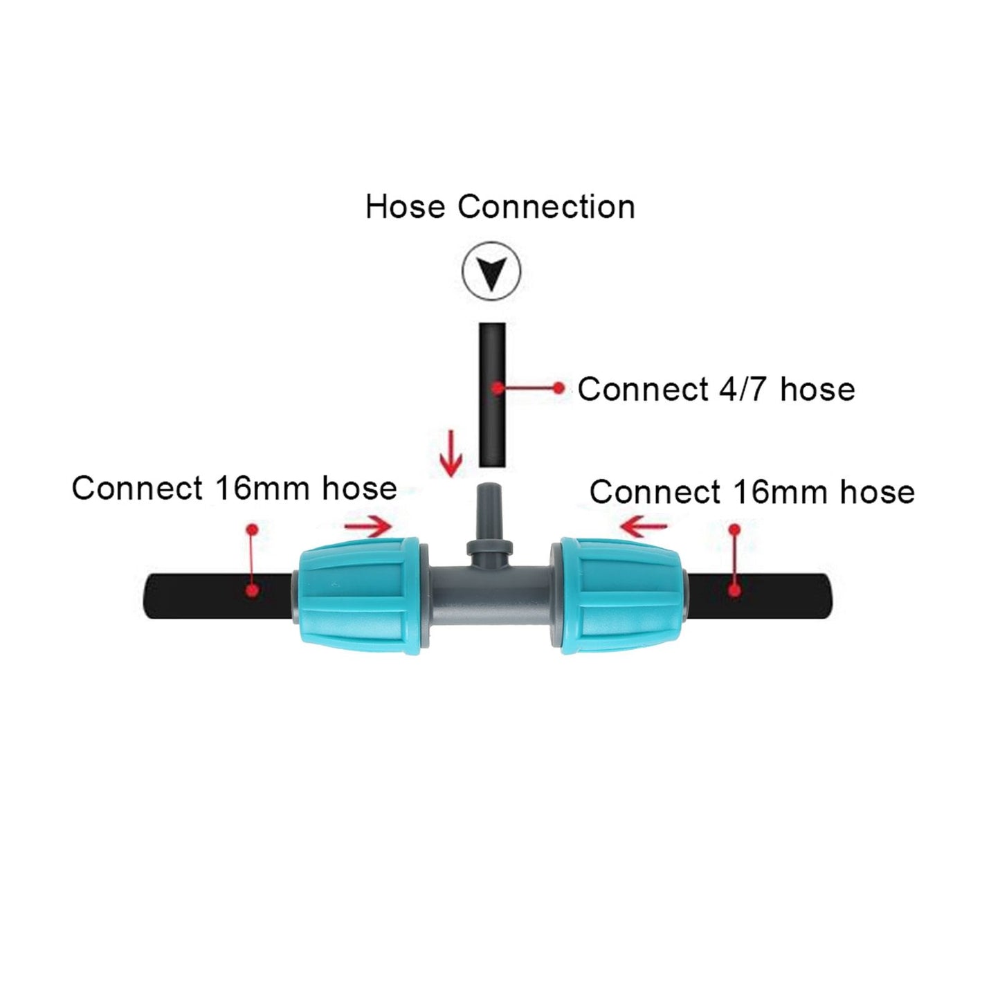 10PCS 16mm to 4/7 Barbed Tee Irrigation Tube Reducing Tee Connector Fitting for Garden Courtyard V1294-YM0523-3111220101711