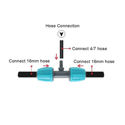 10PCS 16mm to 4/7 Barbed Tee Irrigation Tube Reducing Tee Connector Fitting for Garden Courtyard V1294-YM0523-3111220101711