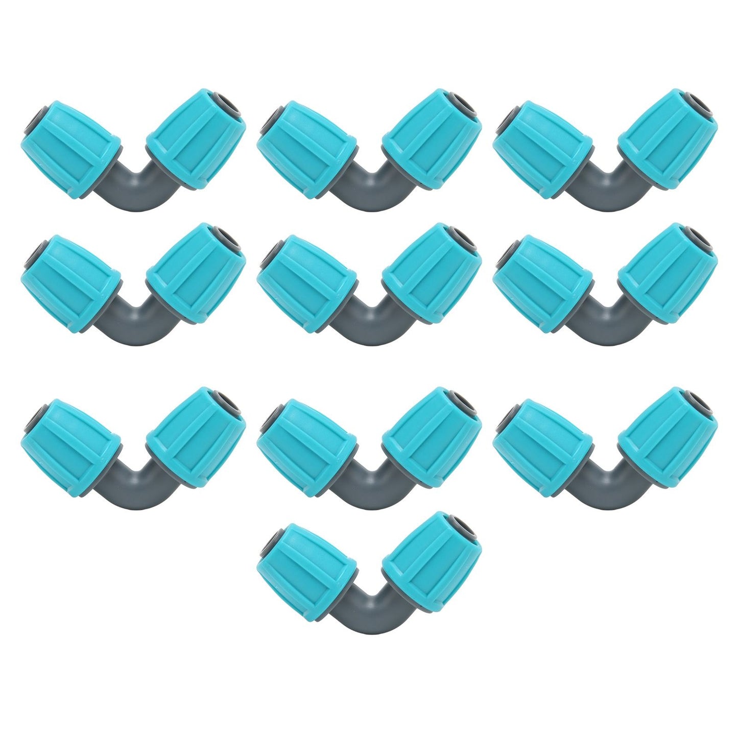 10PCS 16mm Lock Barbed Connector PE 90 degrees Elbow Hose Joint Garden Agricultural Drip Irrigation Fitting V1294-YM0523-3111220102411