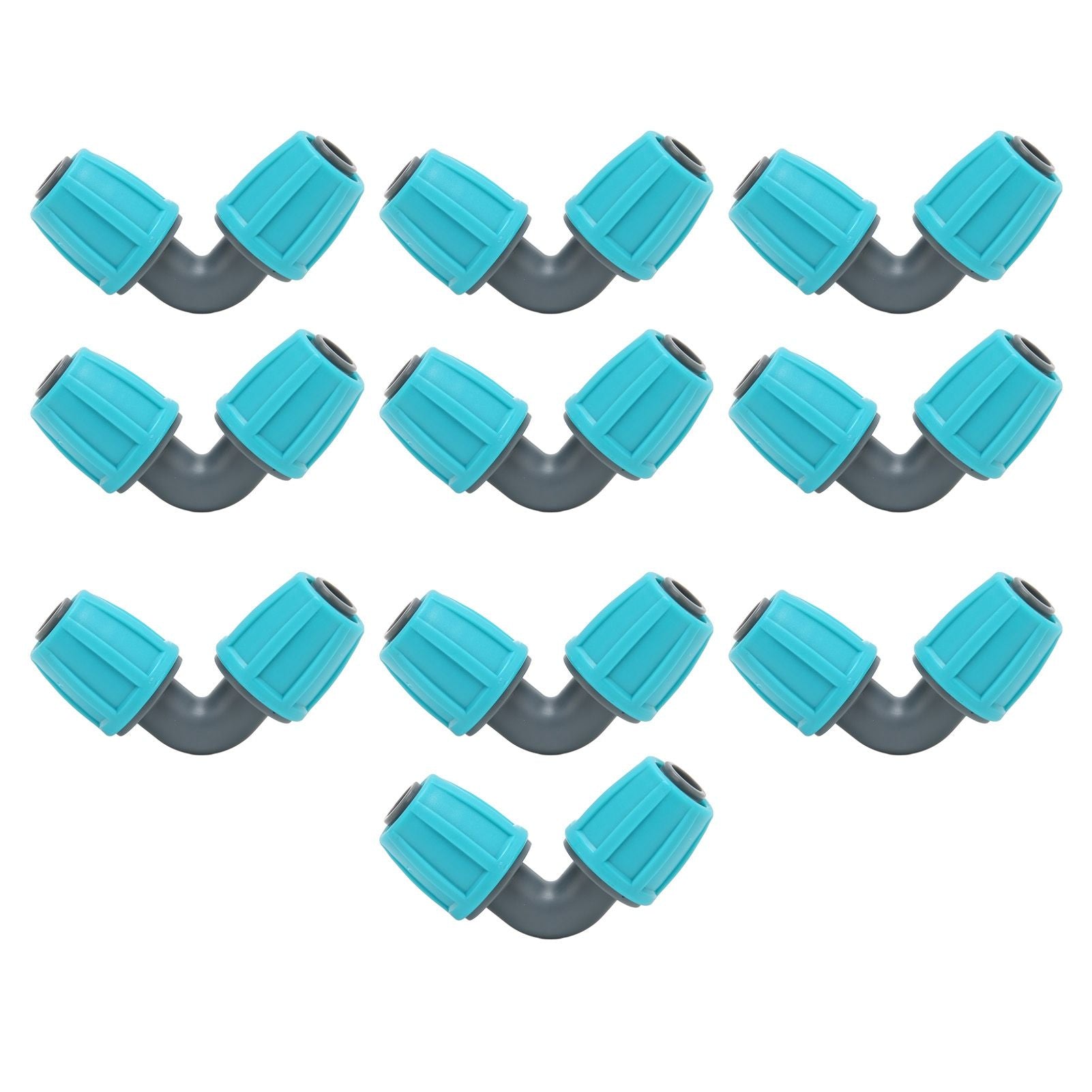 10PCS 16mm Lock Barbed Connector PE 90 degrees Elbow Hose Joint Garden Agricultural Drip Irrigation Fitting V1294-YM0523-3111220102411