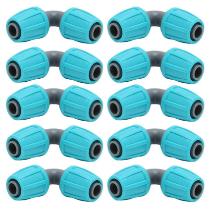 10PCS 16mm Lock Barbed Connector PE 90 degrees Elbow Hose Joint Garden Agricultural Drip Irrigation Fitting V1294-YM0523-3111220102411