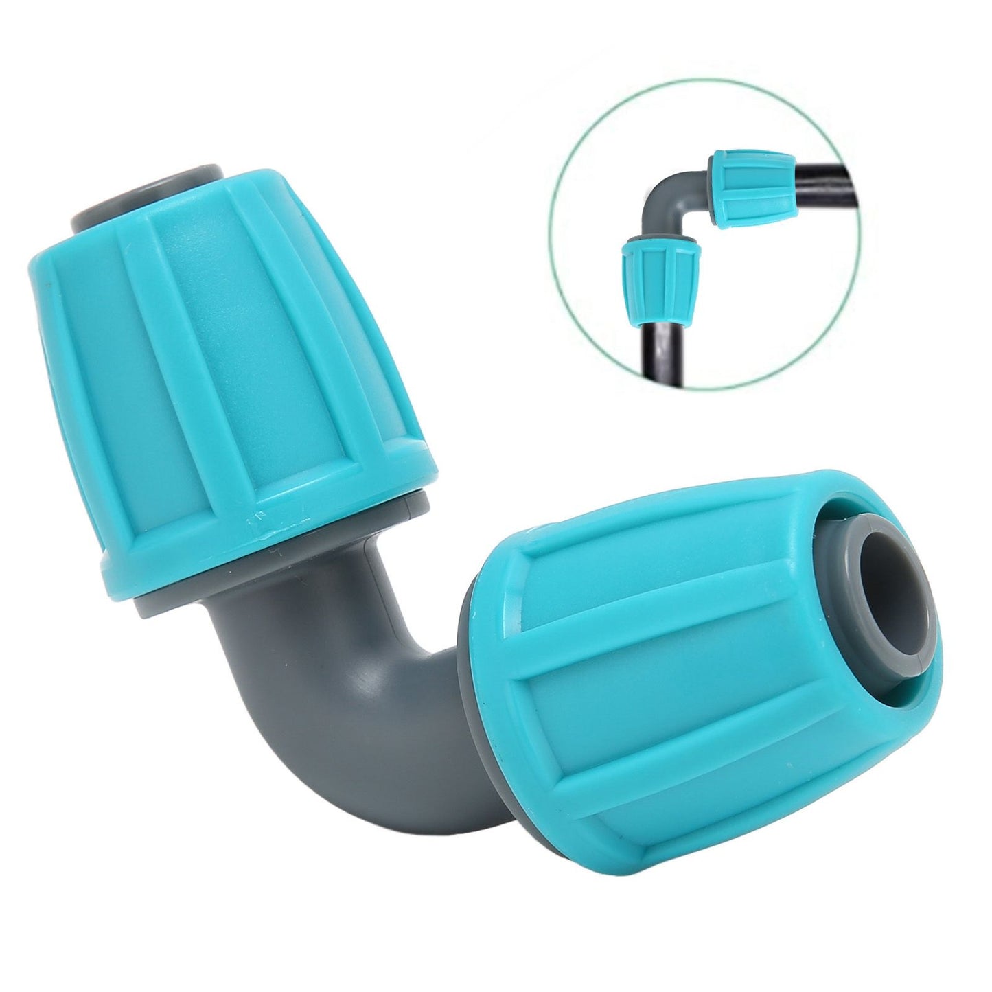 10PCS 16mm Lock Barbed Connector PE 90 degrees Elbow Hose Joint Garden Agricultural Drip Irrigation Fitting V1294-YM0523-3111220102411