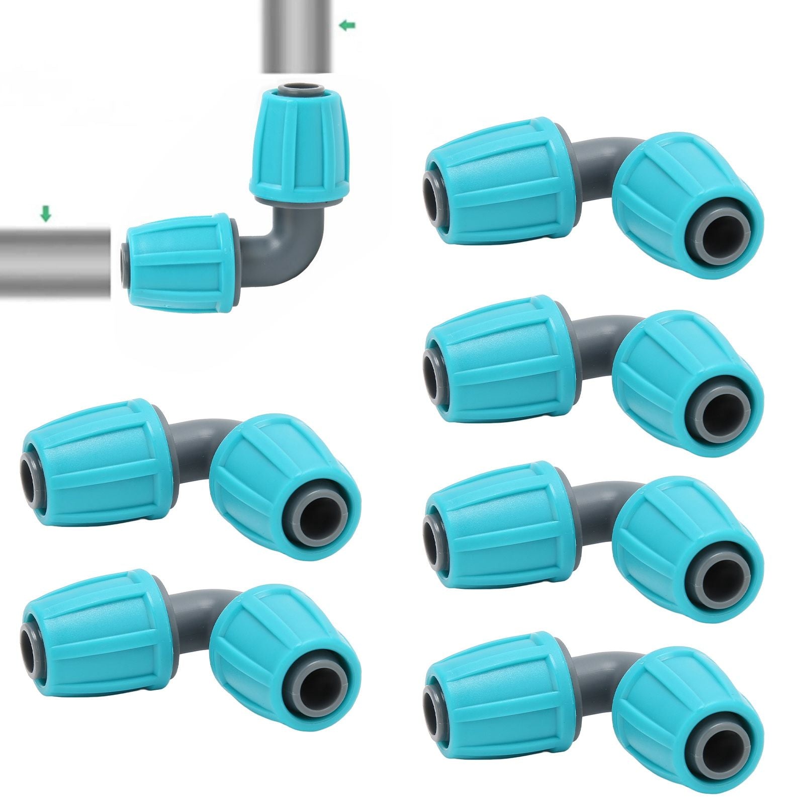 10PCS 16mm Lock Barbed Connector PE 90 degrees Elbow Hose Joint Garden Agricultural Drip Irrigation Fitting V1294-YM0523-3111220102411