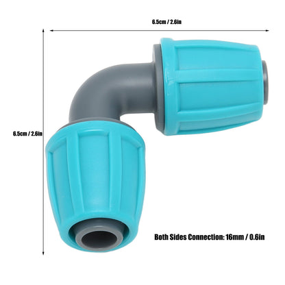 10PCS 16mm Lock Barbed Connector PE 90 degrees Elbow Hose Joint Garden Agricultural Drip Irrigation Fitting V1294-YM0523-3111220102411