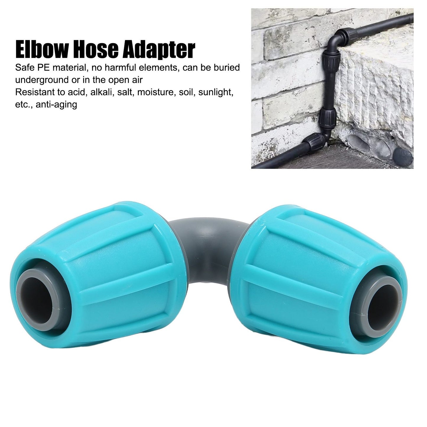 10PCS 16mm Lock Barbed Connector PE 90 degrees Elbow Hose Joint Garden Agricultural Drip Irrigation Fitting V1294-YM0523-3111220102411