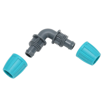 10PCS 16mm Lock Barbed Connector PE 90 degrees Elbow Hose Joint Garden Agricultural Drip Irrigation Fitting V1294-YM0523-3111220102411