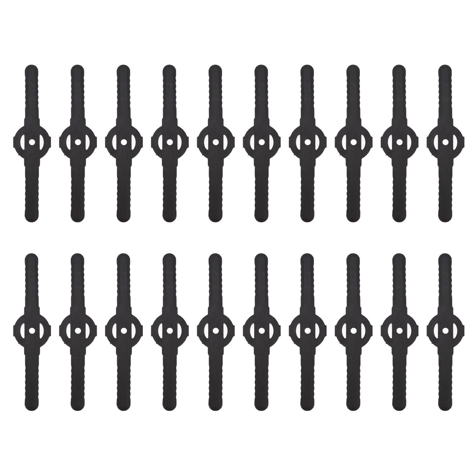 20Pcs Plastic Lawn Mower Blades Garden Electric Grass Trimmer Long Blade Trimmer Accessories Black V1294-YM0523-3111220102611