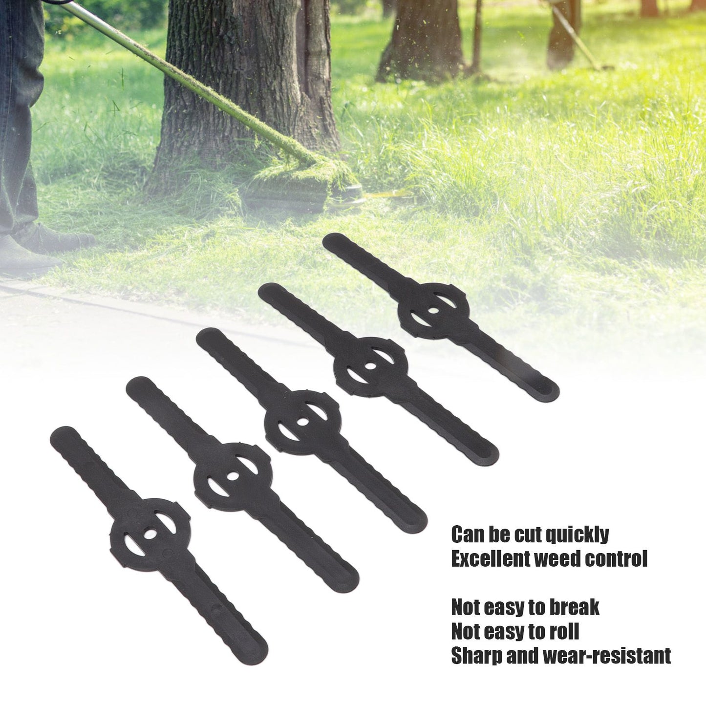 20Pcs Plastic Lawn Mower Blades Garden Electric Grass Trimmer Long Blade Trimmer Accessories Black V1294-YM0523-3111220102611