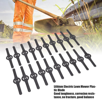 20Pcs Plastic Lawn Mower Blades Garden Electric Grass Trimmer Long Blade Trimmer Accessories Black V1294-YM0523-3111220102611
