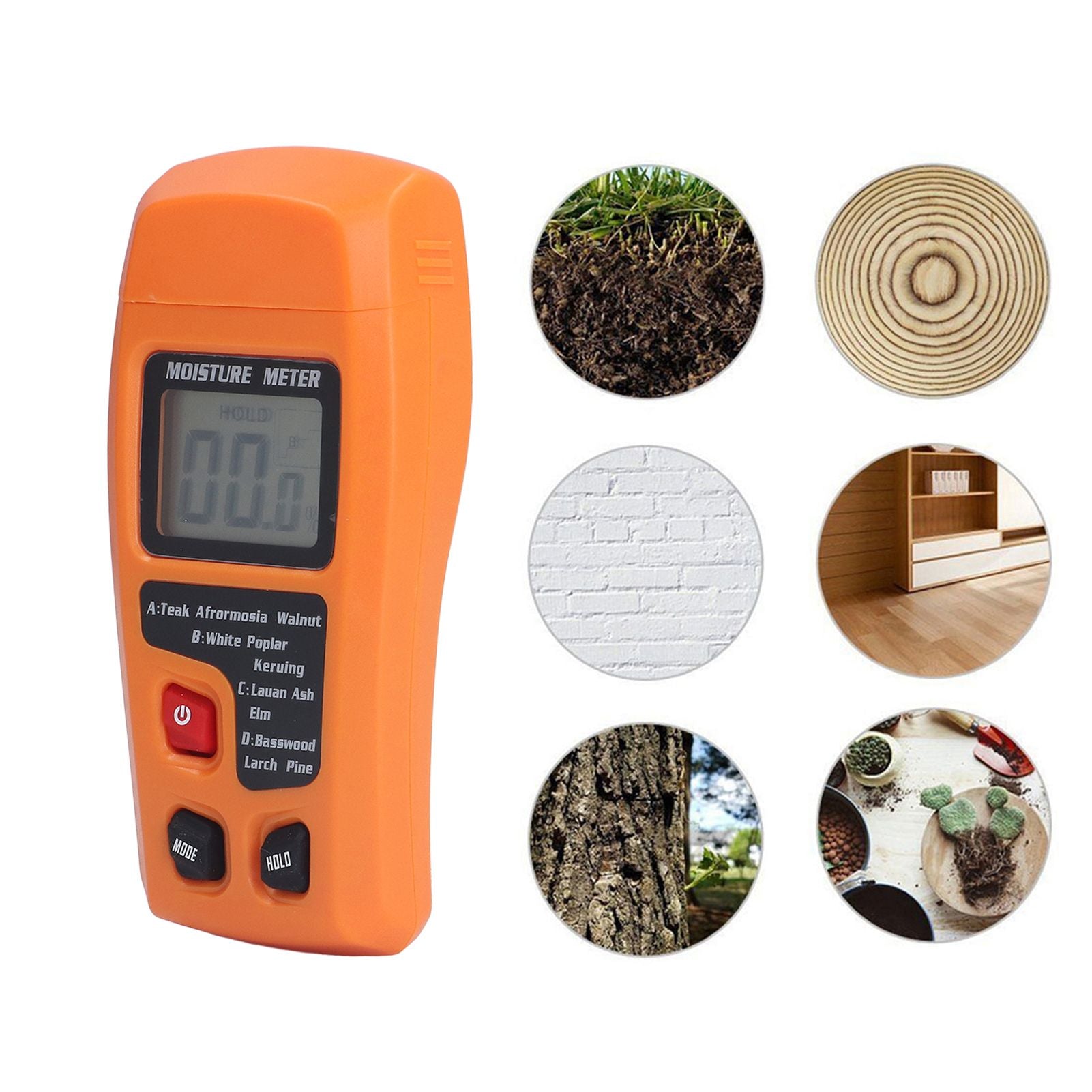 Wood Moisture Meter High Accuracy 4 Modes Orange Moisture Detector for Medicinal Building Materials Paper V1294-YM0523-3111220104111