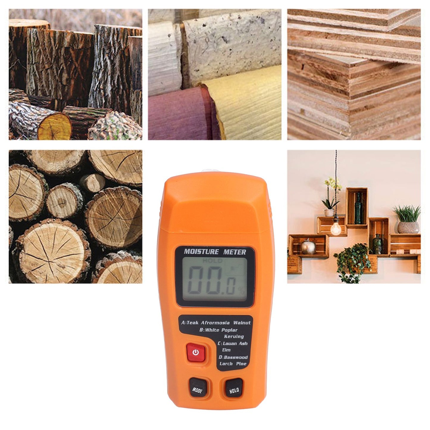 Wood Moisture Meter High Accuracy 4 Modes Orange Moisture Detector for Medicinal Building Materials Paper V1294-YM0523-3111220104111