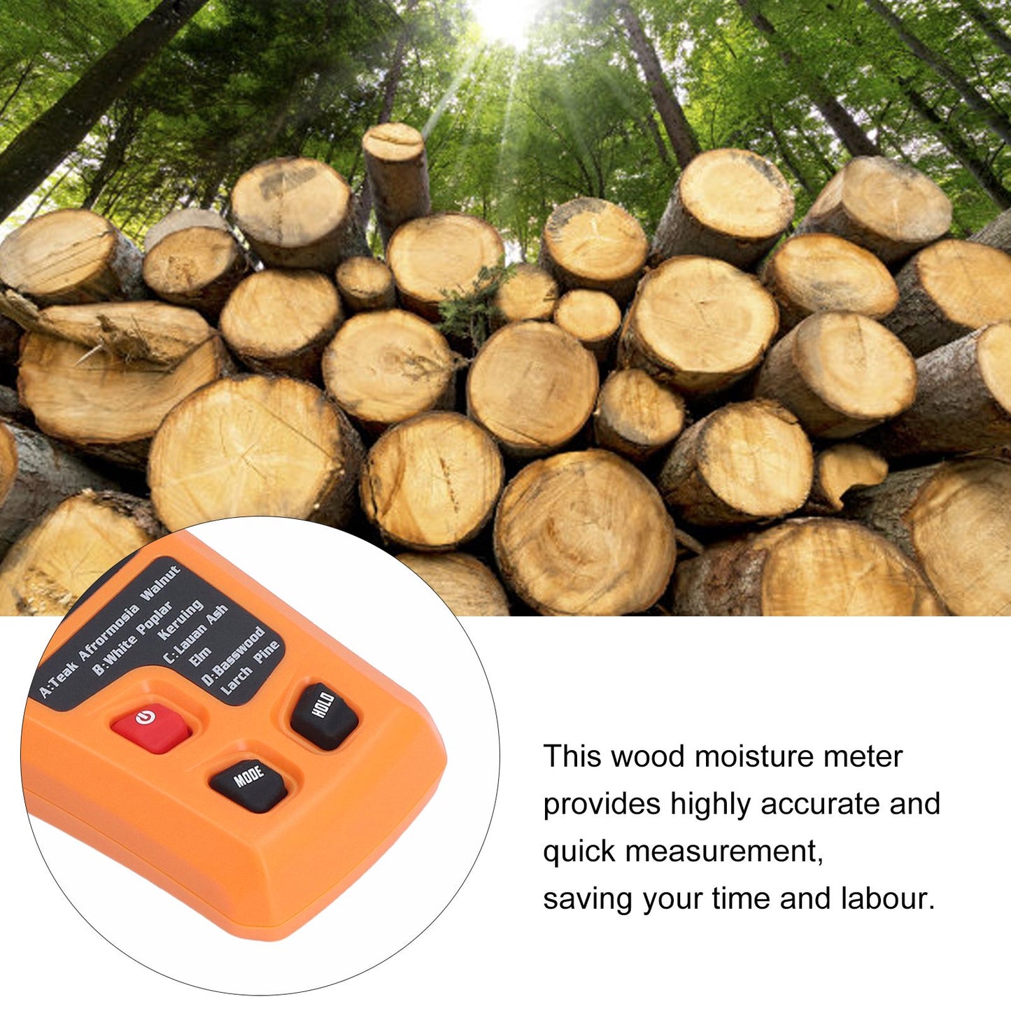 Wood Moisture Meter High Accuracy 4 Modes Orange Moisture Detector for Medicinal Building Materials Paper V1294-YM0523-3111220104111