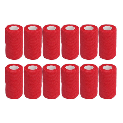 12Pcs Bandage Wrap Natural Latex Elastic Self Adhesive Wrap for Cows Dogs Horses 10cm Red V1294-YM0523-3111220104711