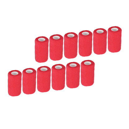 12Pcs Bandage Wrap Natural Latex Elastic Self Adhesive Wrap for Cows Dogs Horses 10cm Red V1294-YM0523-3111220104711