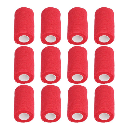 12Pcs Bandage Wrap Natural Latex Elastic Self Adhesive Wrap for Cows Dogs Horses 10cm Red V1294-YM0523-3111220104711