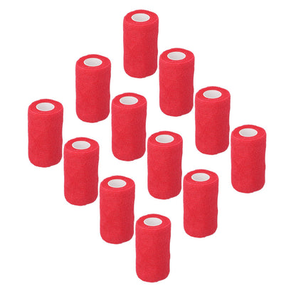 12Pcs Bandage Wrap Natural Latex Elastic Self Adhesive Wrap for Cows Dogs Horses 10cm Red V1294-YM0523-3111220104711
