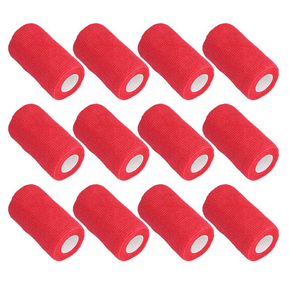 12Pcs Bandage Wrap Natural Latex Elastic Self Adhesive Wrap for Cows Dogs Horses 10cm Red V1294-YM0523-3111220104711