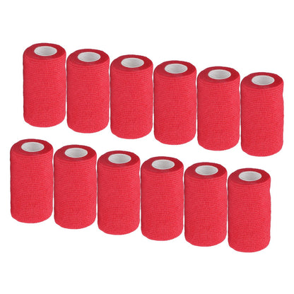 12Pcs Bandage Wrap Natural Latex Elastic Self Adhesive Wrap for Cows Dogs Horses 10cm Red V1294-YM0523-3111220104711
