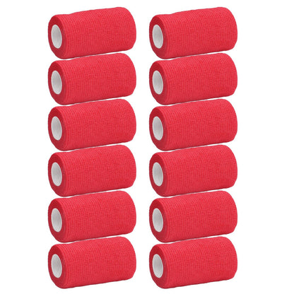 12Pcs Bandage Wrap Natural Latex Elastic Self Adhesive Wrap for Cows Dogs Horses 10cm Red V1294-YM0523-3111220104711