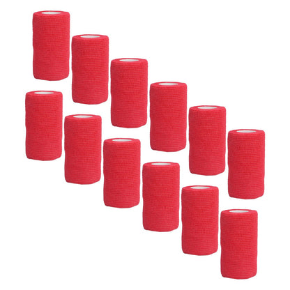 12Pcs Bandage Wrap Natural Latex Elastic Self Adhesive Wrap for Cows Dogs Horses 10cm Red V1294-YM0523-3111220104711