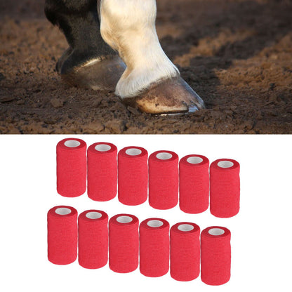 12Pcs Bandage Wrap Natural Latex Elastic Self Adhesive Wrap for Cows Dogs Horses 10cm Red V1294-YM0523-3111220104711