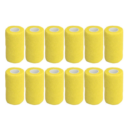 12Pcs Bandage Wrap Natural Latex Elastic Self Adhesive Wrap for Cows Dogs Horses 10cm Yellow V1294-YM0523-3111220104712