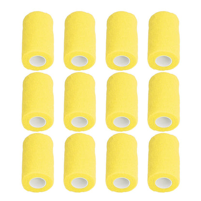 12Pcs Bandage Wrap Natural Latex Elastic Self Adhesive Wrap for Cows Dogs Horses 10cm Yellow V1294-YM0523-3111220104712