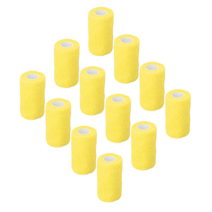 12Pcs Bandage Wrap Natural Latex Elastic Self Adhesive Wrap for Cows Dogs Horses 10cm Yellow V1294-YM0523-3111220104712