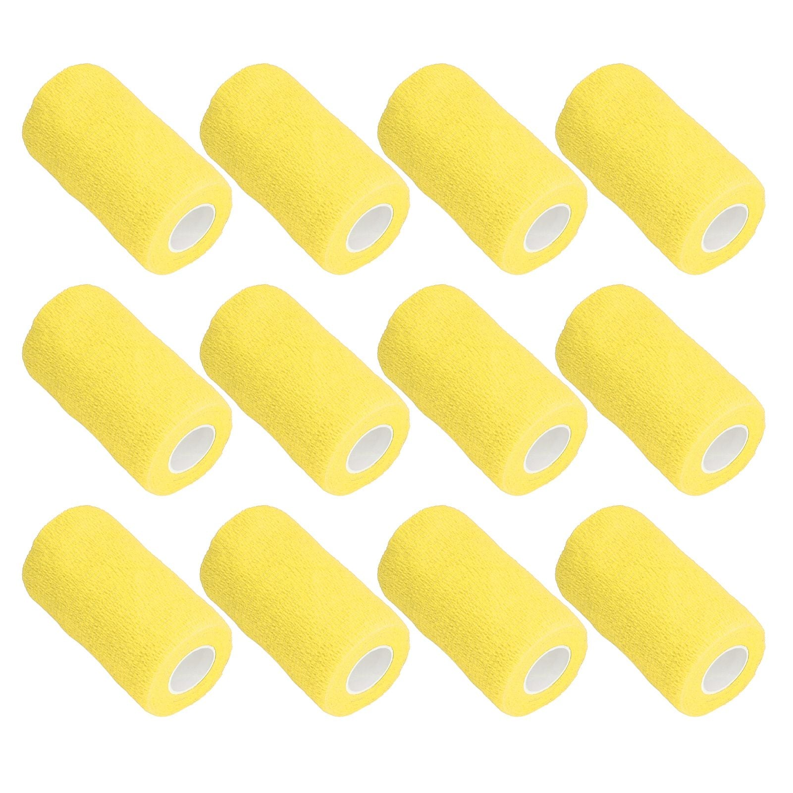 12Pcs Bandage Wrap Natural Latex Elastic Self Adhesive Wrap for Cows Dogs Horses 10cm Yellow V1294-YM0523-3111220104712