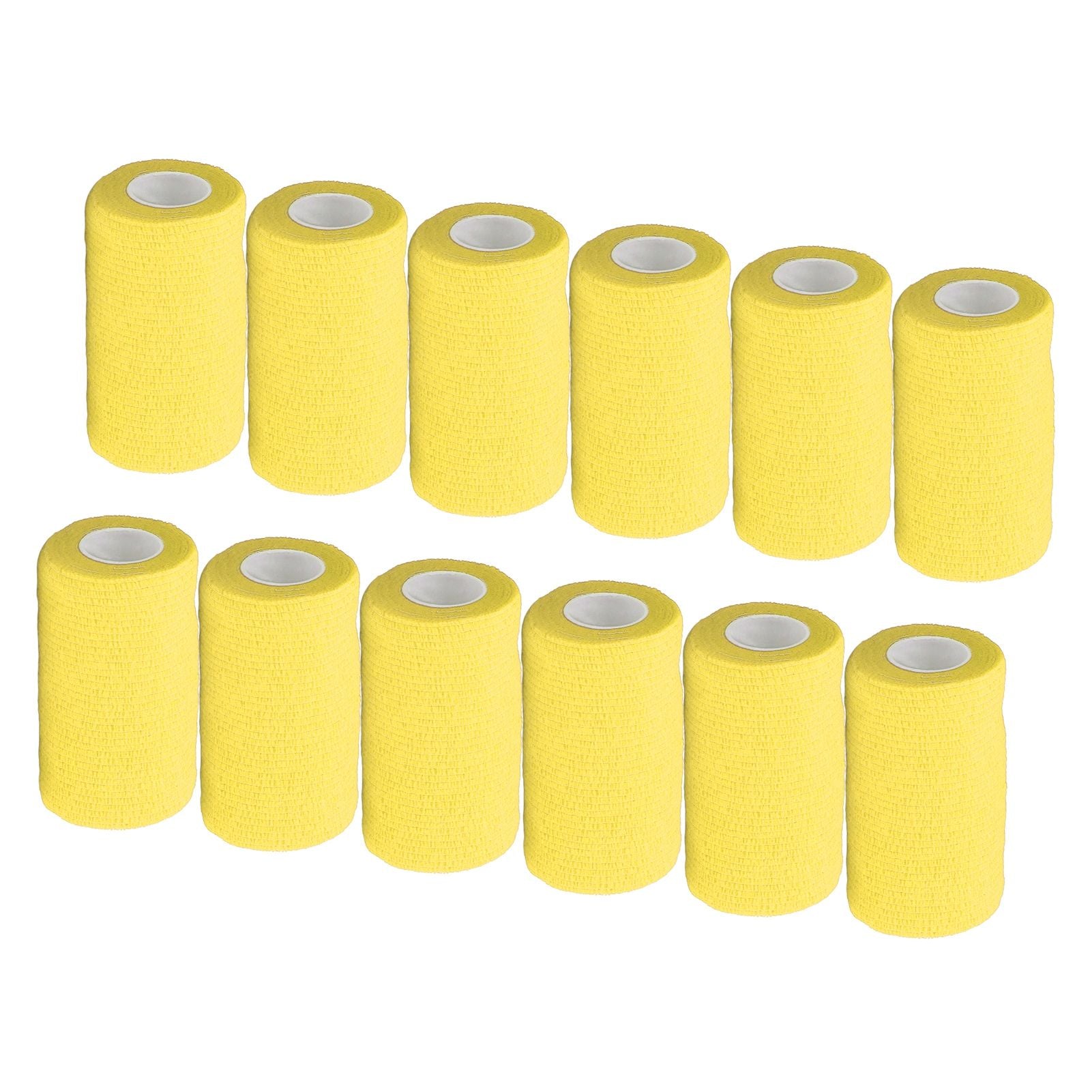 12Pcs Bandage Wrap Natural Latex Elastic Self Adhesive Wrap for Cows Dogs Horses 10cm Yellow V1294-YM0523-3111220104712