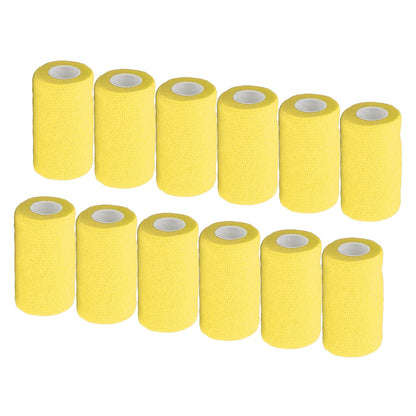 12Pcs Bandage Wrap Natural Latex Elastic Self Adhesive Wrap for Cows Dogs Horses 10cm Yellow V1294-YM0523-3111220104712