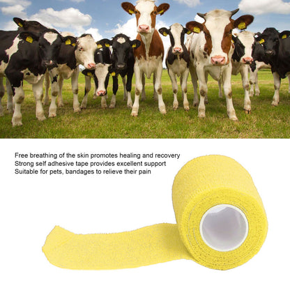 12Pcs Bandage Wrap Natural Latex Elastic Self Adhesive Wrap for Cows Dogs Horses 10cm Yellow V1294-YM0523-3111220104712