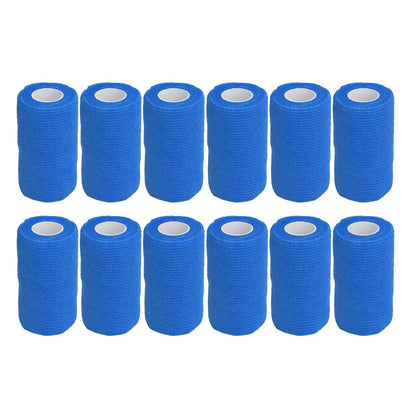 12Pcs Bandage Wrap Natural Latex Elastic Self Adhesive Wrap for Cows Dogs Horses 10cm Blue V1294-YM0523-3111220104713