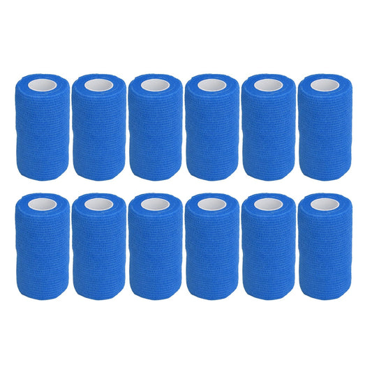 12Pcs Bandage Wrap Natural Latex Elastic Self Adhesive Wrap for Cows Dogs Horses 10cm Blue V1294-YM0523-3111220104713