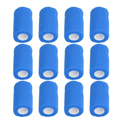 12Pcs Bandage Wrap Natural Latex Elastic Self Adhesive Wrap for Cows Dogs Horses 10cm Blue V1294-YM0523-3111220104713