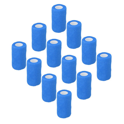12Pcs Bandage Wrap Natural Latex Elastic Self Adhesive Wrap for Cows Dogs Horses 10cm Blue V1294-YM0523-3111220104713