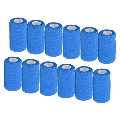 12Pcs Bandage Wrap Natural Latex Elastic Self Adhesive Wrap for Cows Dogs Horses 10cm Blue V1294-YM0523-3111220104713