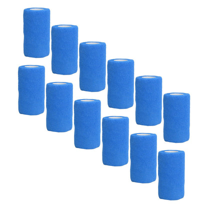 12Pcs Bandage Wrap Natural Latex Elastic Self Adhesive Wrap for Cows Dogs Horses 10cm Blue V1294-YM0523-3111220104713