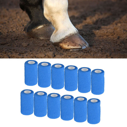 12Pcs Bandage Wrap Natural Latex Elastic Self Adhesive Wrap for Cows Dogs Horses 10cm Blue V1294-YM0523-3111220104713
