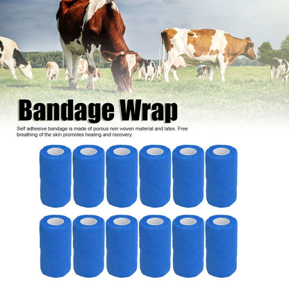 12Pcs Bandage Wrap Natural Latex Elastic Self Adhesive Wrap for Cows Dogs Horses 10cm Blue V1294-YM0523-3111220104713