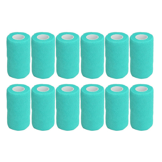 12Pcs Bandage Wrap Natural Latex Elastic Self Adhesive Wrap for Cows Dogs Horses 10cm Cyan V1294-YM0523-3111220104714