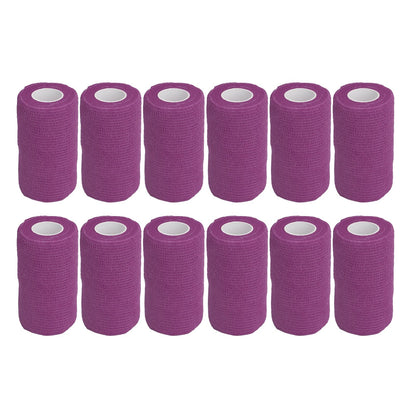 12Pcs Bandage Wrap Natural Latex Elastic Self Adhesive Wrap for Cows Dogs Horses 10cm Purple V1294-YM0523-3111220104715