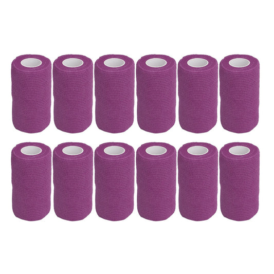 12Pcs Bandage Wrap Natural Latex Elastic Self Adhesive Wrap for Cows Dogs Horses 10cm Purple V1294-YM0523-3111220104715