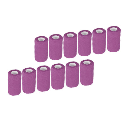 12Pcs Bandage Wrap Natural Latex Elastic Self Adhesive Wrap for Cows Dogs Horses 10cm Purple V1294-YM0523-3111220104715