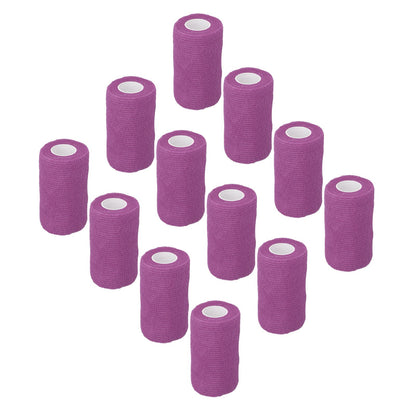 12Pcs Bandage Wrap Natural Latex Elastic Self Adhesive Wrap for Cows Dogs Horses 10cm Purple V1294-YM0523-3111220104715
