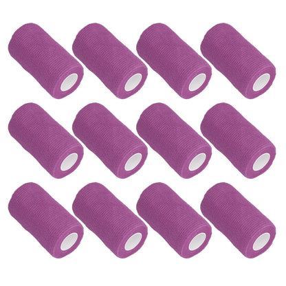12Pcs Bandage Wrap Natural Latex Elastic Self Adhesive Wrap for Cows Dogs Horses 10cm Purple V1294-YM0523-3111220104715