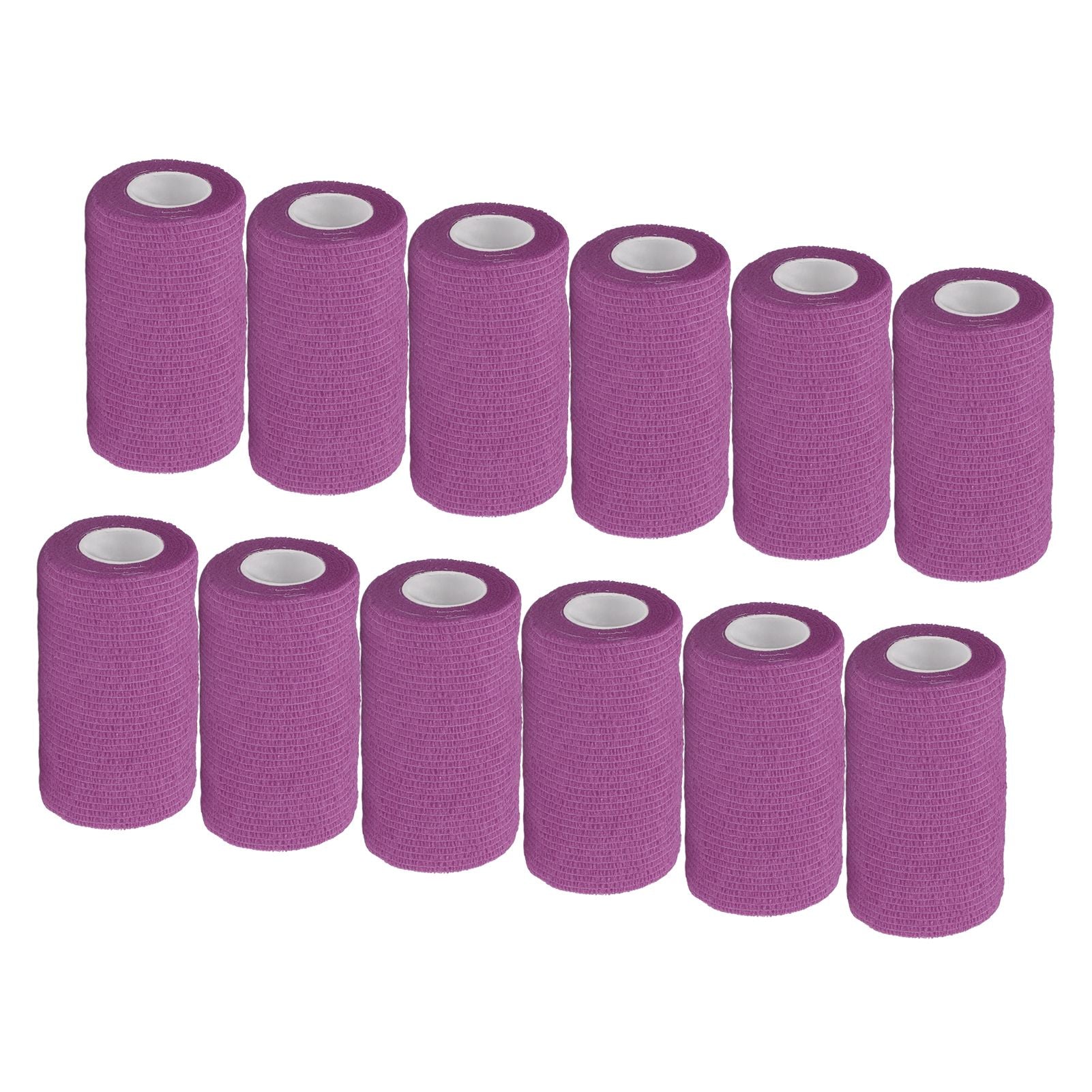 12Pcs Bandage Wrap Natural Latex Elastic Self Adhesive Wrap for Cows Dogs Horses 10cm Purple V1294-YM0523-3111220104715